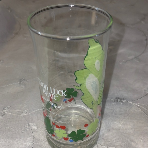 Vintage 1983 Care Bear Good Luck Bear Green Promo Glass Pizza Hut - Picture 3 of 5